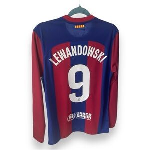 Nike 2023/2024 FC Barcelona Robert Lewandoski Long Sleeve Soccer Jersey. Size S.